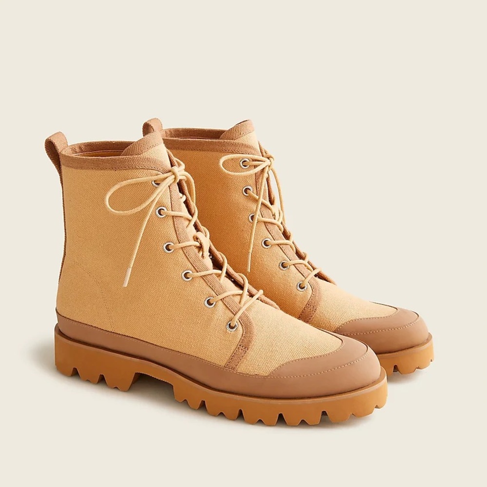 J.Crew Gwen canvas lace-up lug-sole boot BD886